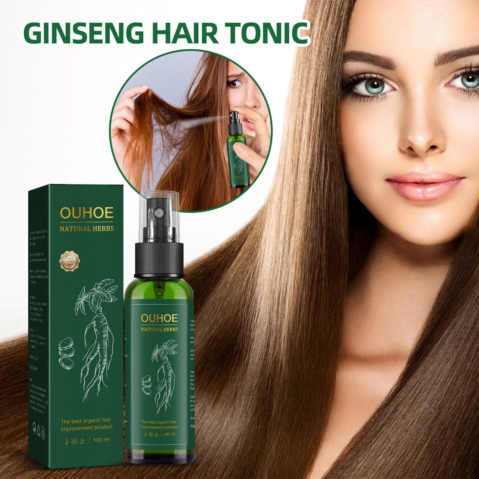 Hair Care Herbal Products - 천연 허브 인삼 헤어 케어 스프레이